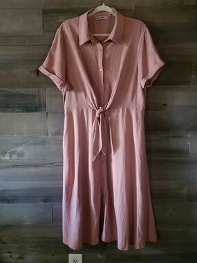Grace Karin Linen Blend Short Sleeved Maxi Blush Pink, XL
